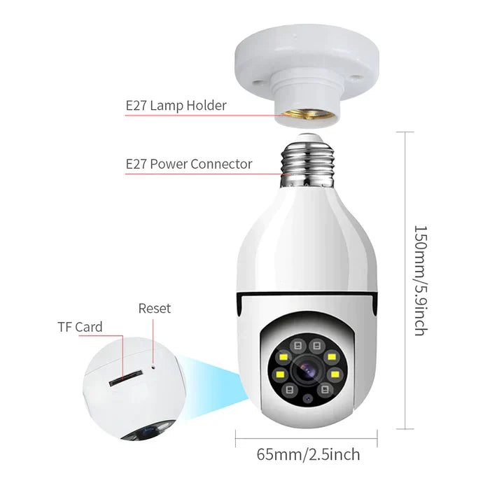 Get Parcel™ Wireless Bulb Security Camera 360°Rotational View