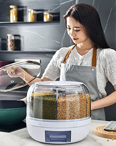 360° Rotating Dry Food Dispenser, Grain Dispenser for Rice Storage Kitchen