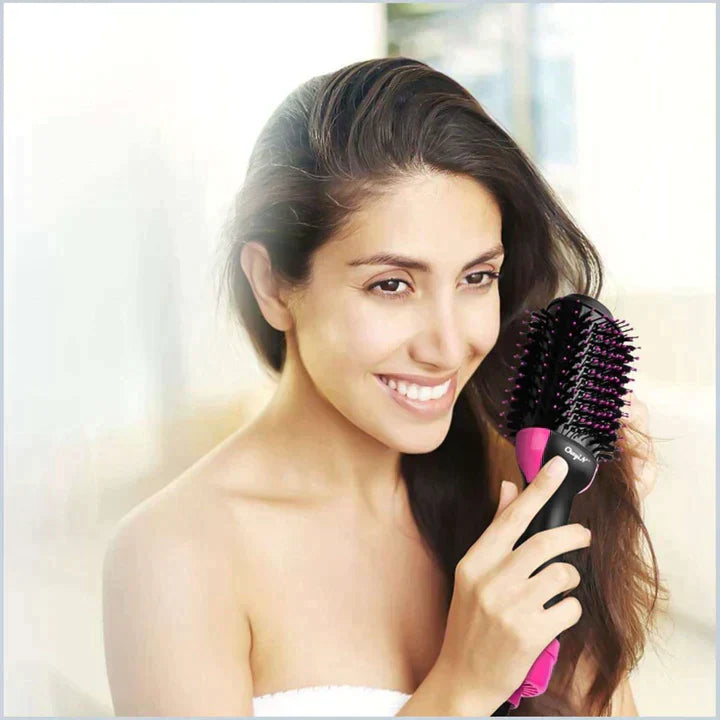 Get Parcel ™️ 3-In-1 Electric One Step Hair Straightening Brush One Step Hot Air Brush Dryer + Styler